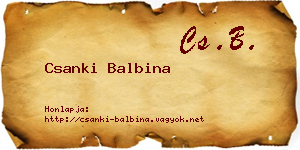 Csanki Balbina névjegykártya
